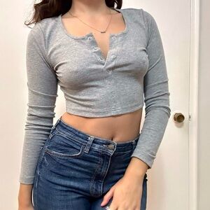 💙  Long sleeve crop top Grey Size Small